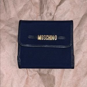 Moschino Redwall Navy Blue Nylon & Leather Wallet